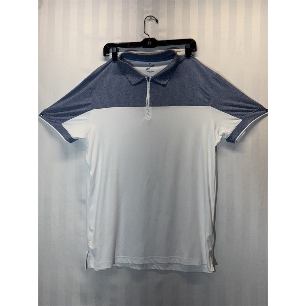 Travis Mathew Shirt Men Large Polo Palm Colorblock White Gray Golf Pima Blend XL